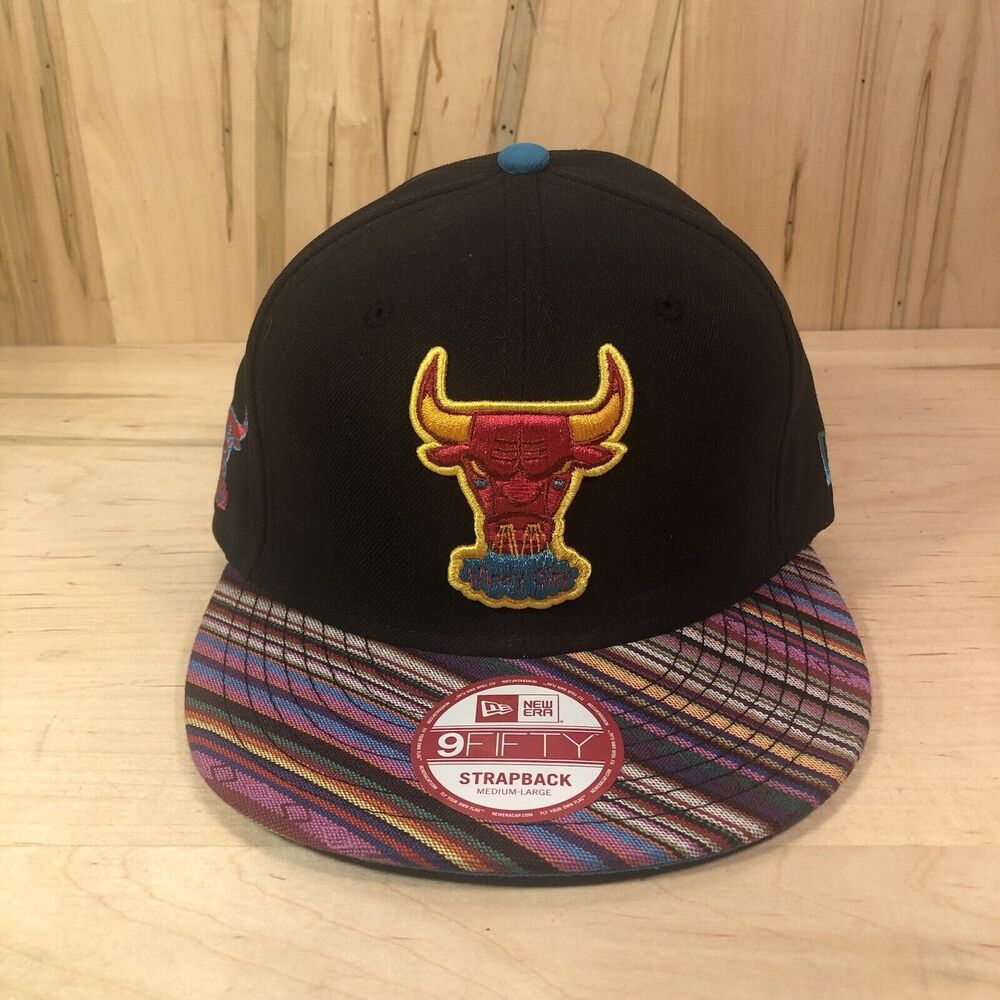 CHICAGO BULLS NEW ERA 9 FIFTY BLOCK MEDIUM LARGE SNAPBACK BLACK HAT WINDY CITY